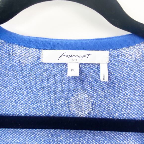 Foxcroft Large Petite Womens Blue White Polka Dot Open Front Cardigan Sweater - Picture 4 of 7